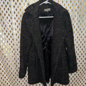 Calvin Klein wool coat hooded lined trench coat gray long size 8